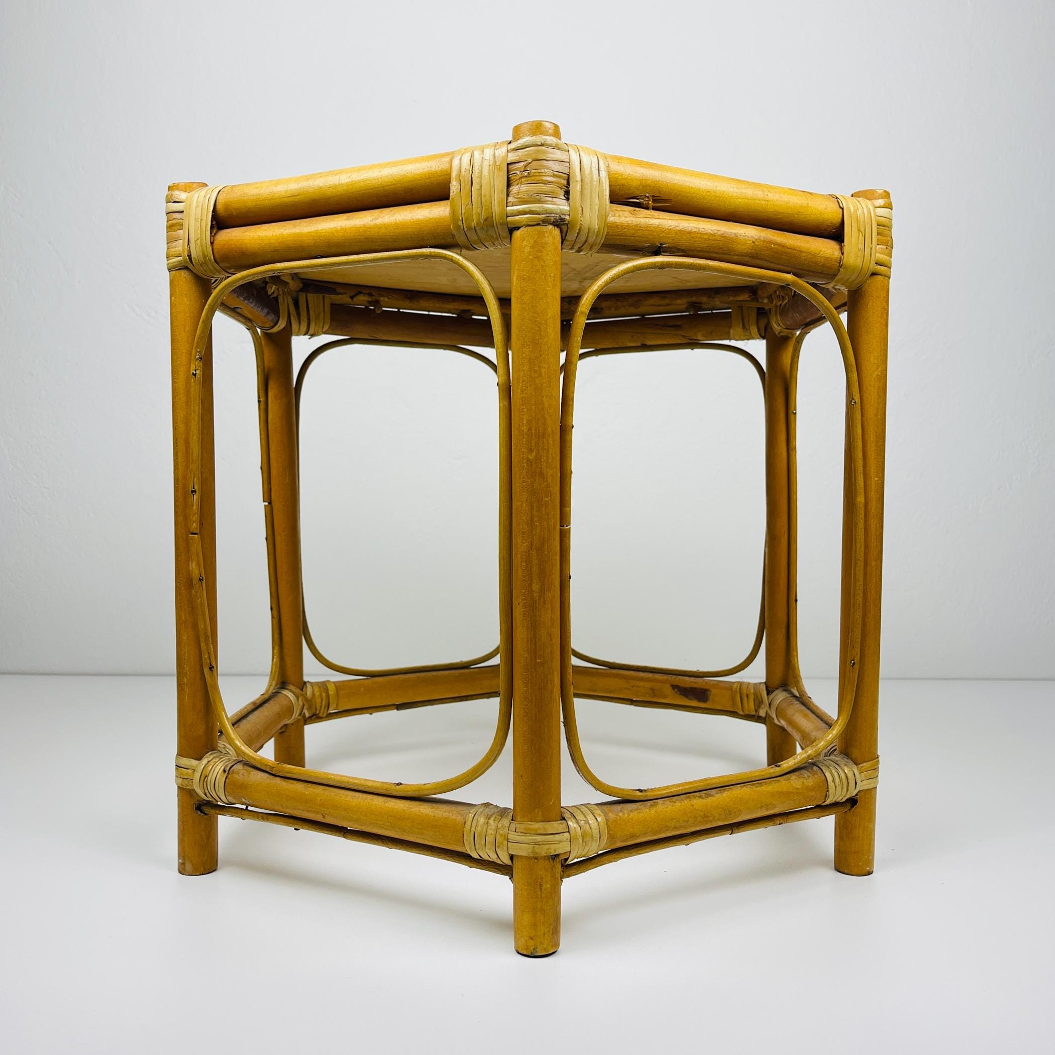 Vintage rattan coffee table, Italy 1960s