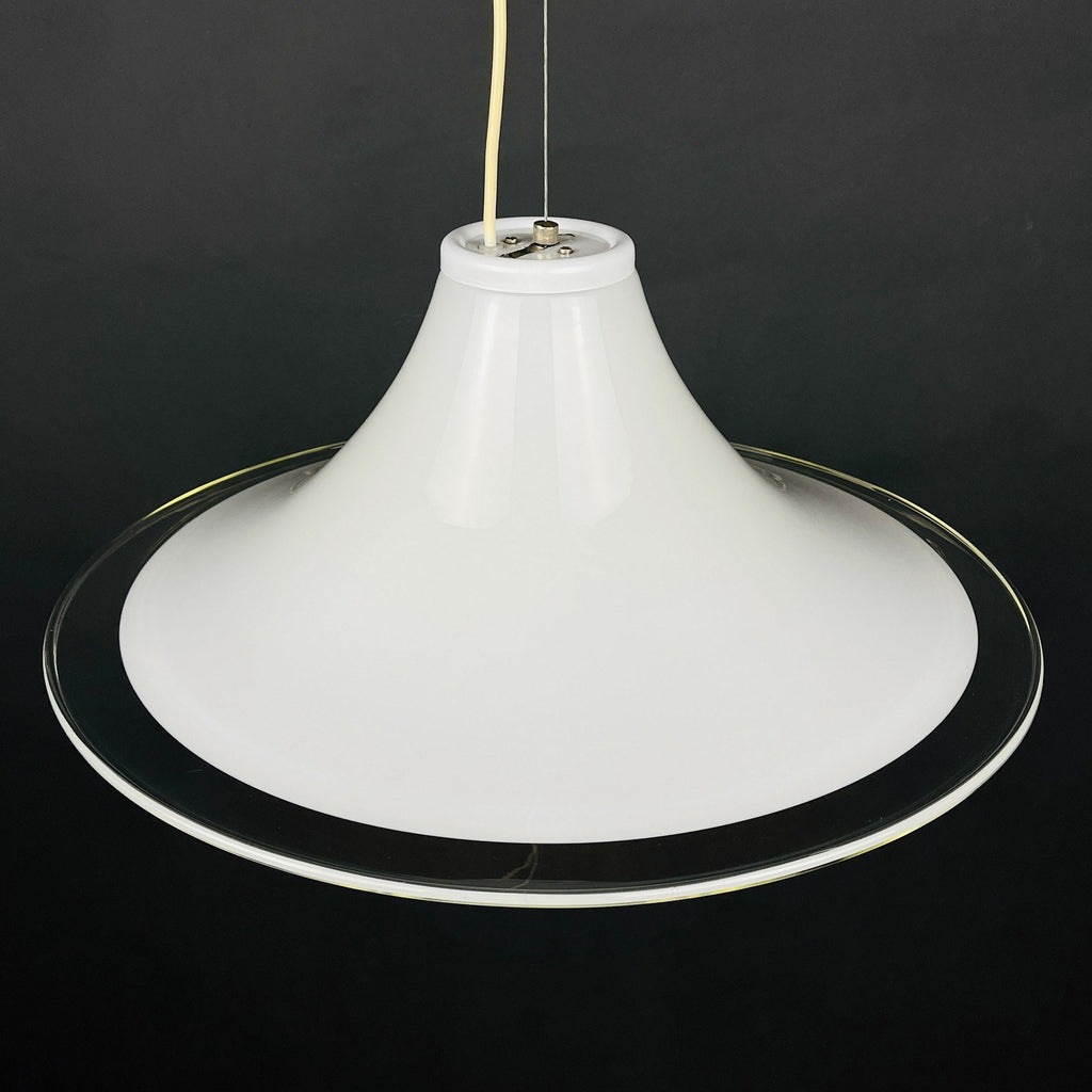 Murano glass white pendant lamp Italy 1970s Mid-century lighting XL ceiling lamp