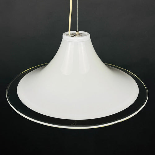 Murano glass white pendant lamp Italy 1970s Mid-century lighting XL ceiling lamp