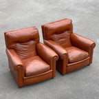 Poltrona Frau leather armchairs Edoardo Italy 1970s Set of 2