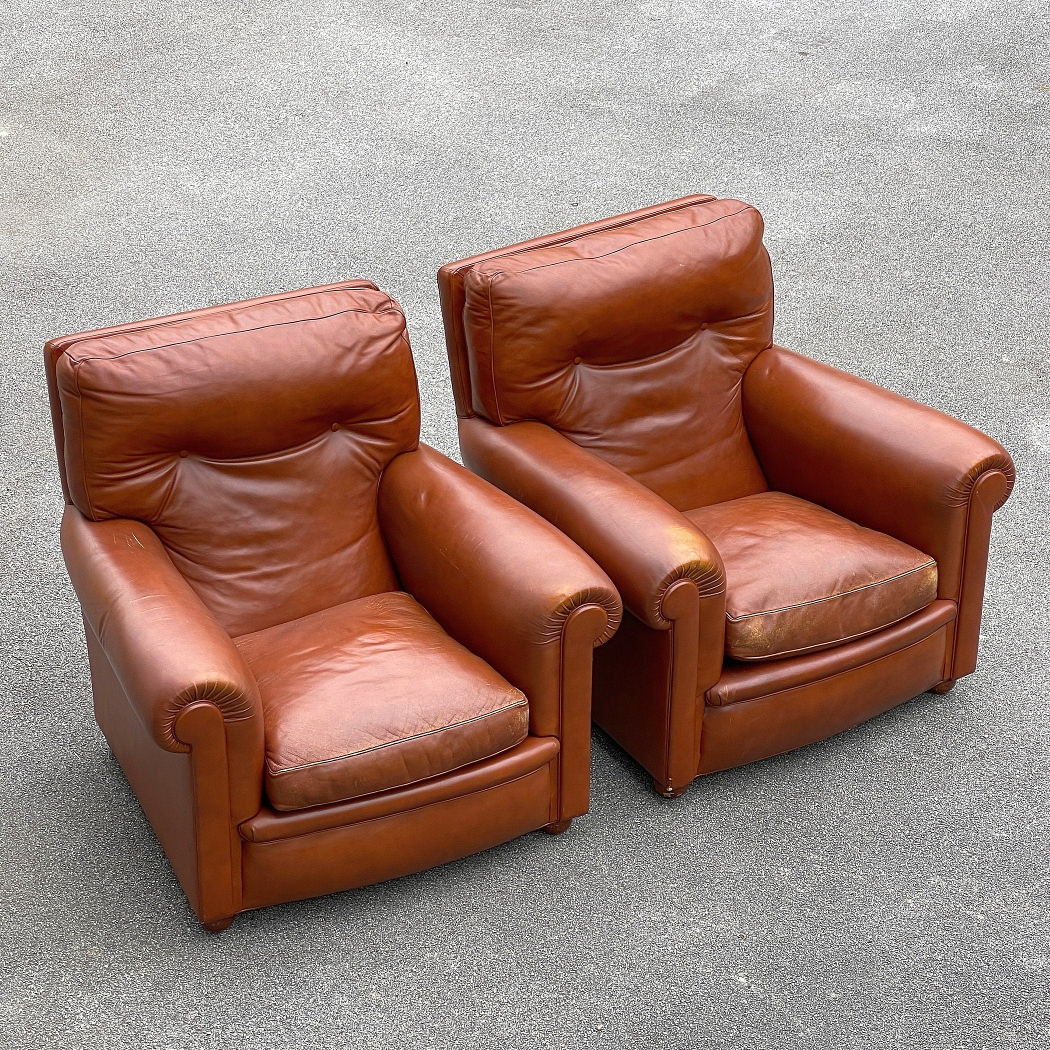 Poltrona Frau leather armchairs Edoardo Italy 1970s Set of 2