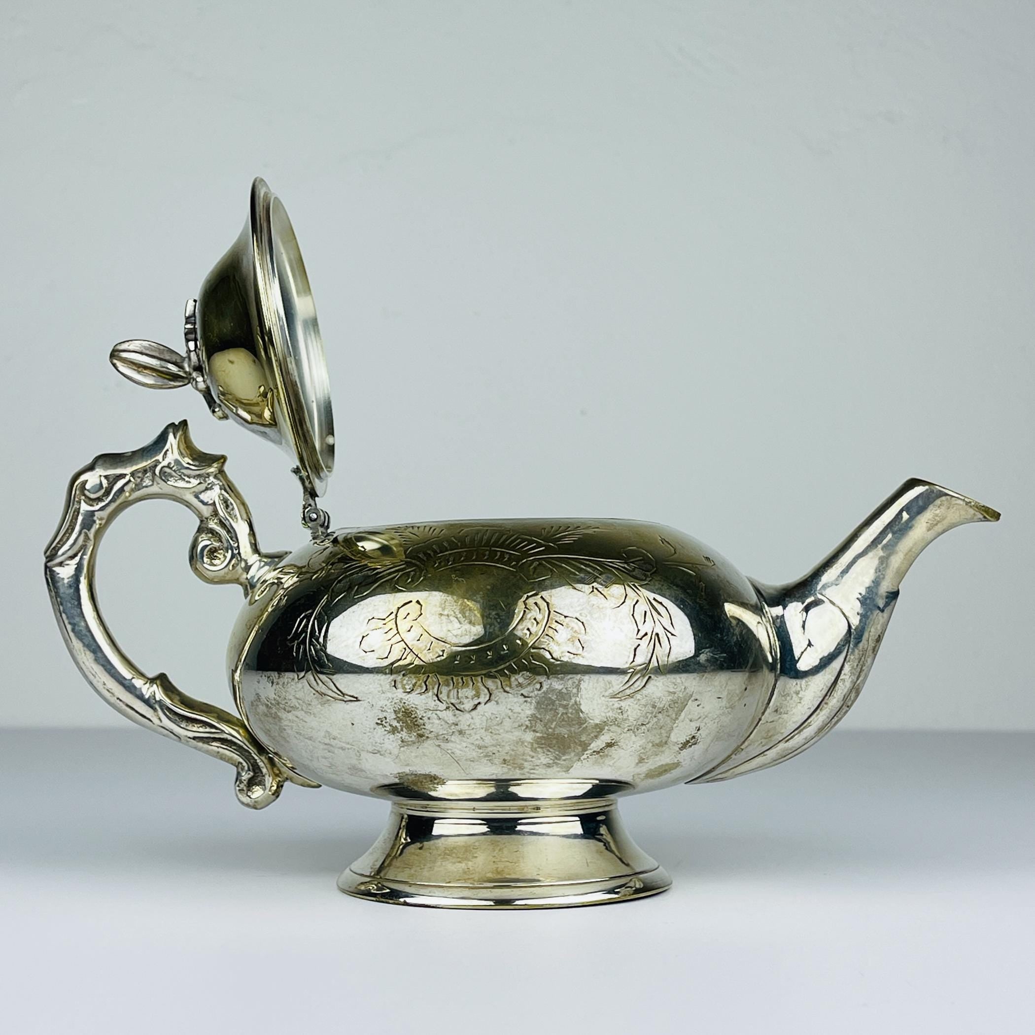 Vintage silver plated teapot, Italy 1950s