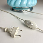 Vintage blue opaline table lamp, Italy 1950s, Art Deco, Mid-century modern design