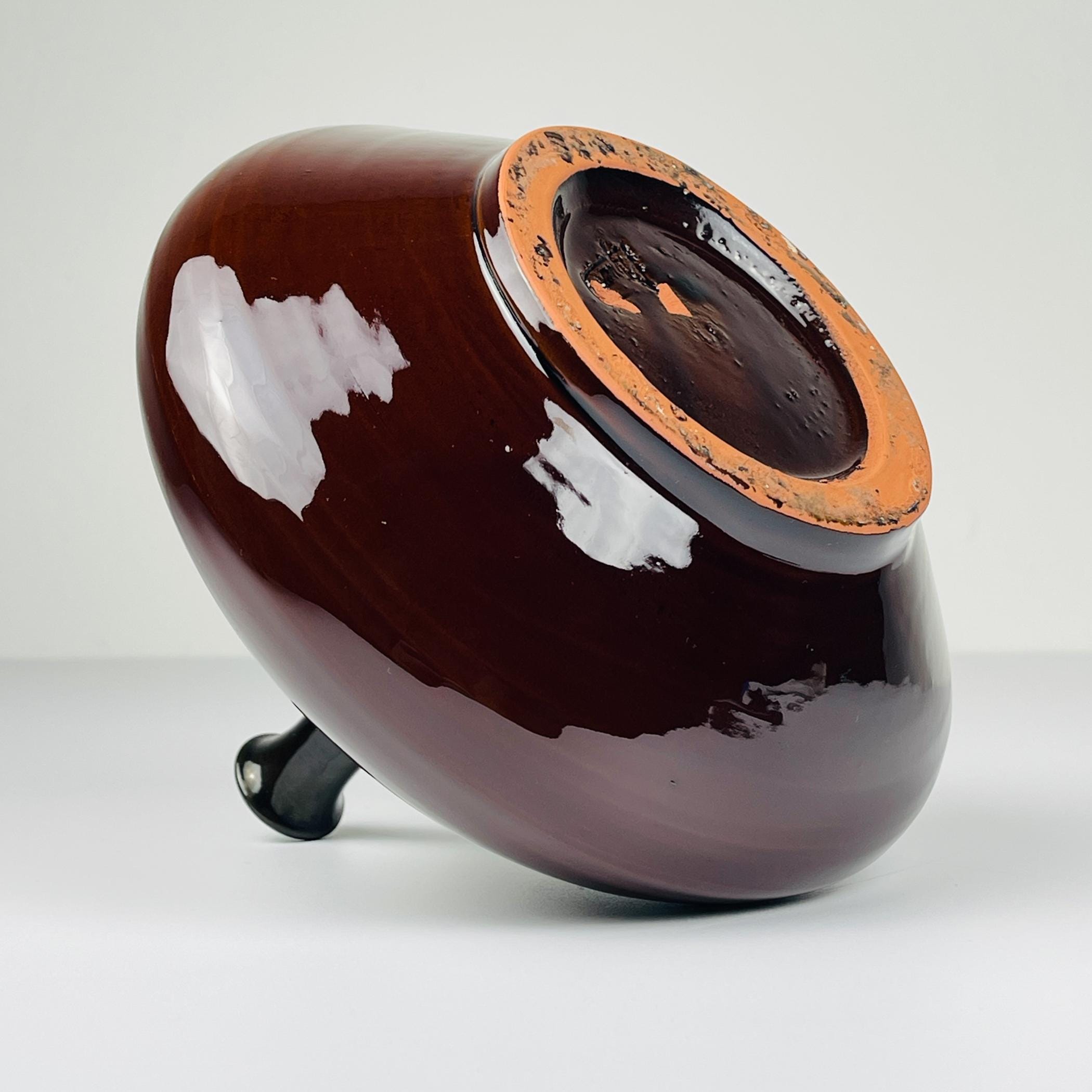Vintage brown ceramic vase by Piqueres, Spain, 1970s, Vintage home decor