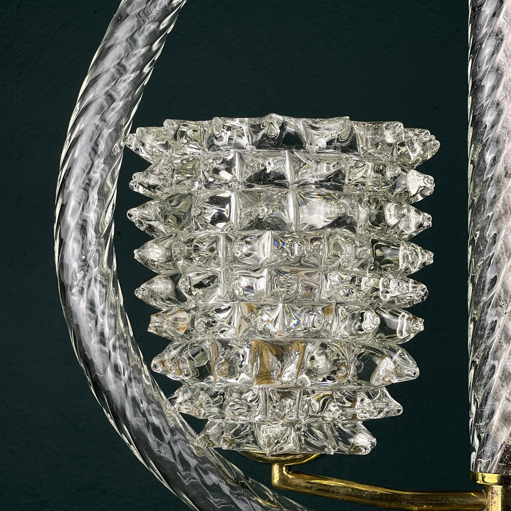 Vintage Murano Lyre Chandelier by Barovier & Toso: Italian Art Deco Lighting