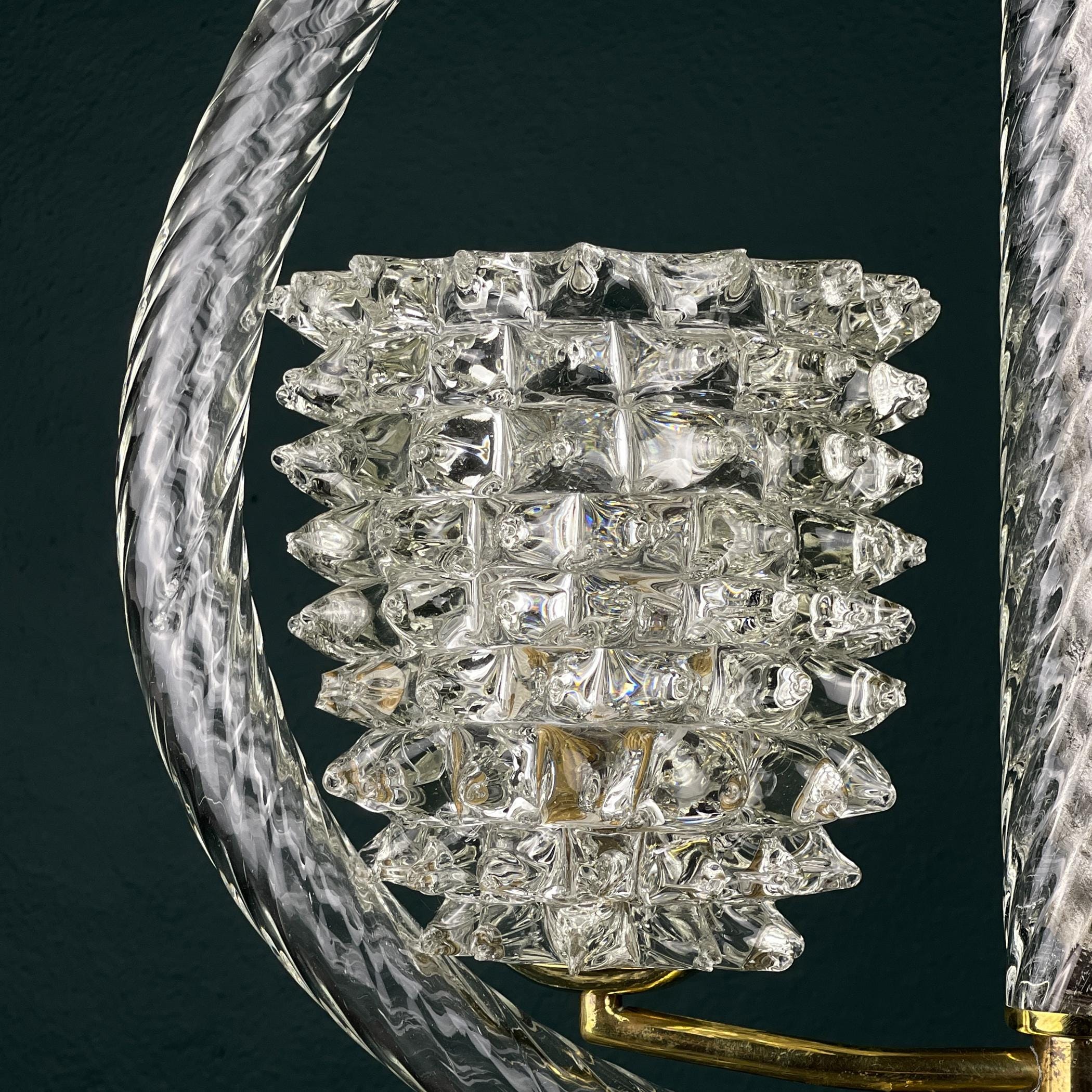 Vintage Murano Lyre Chandelier by Barovier & Toso: Italian Art Deco Lighting
