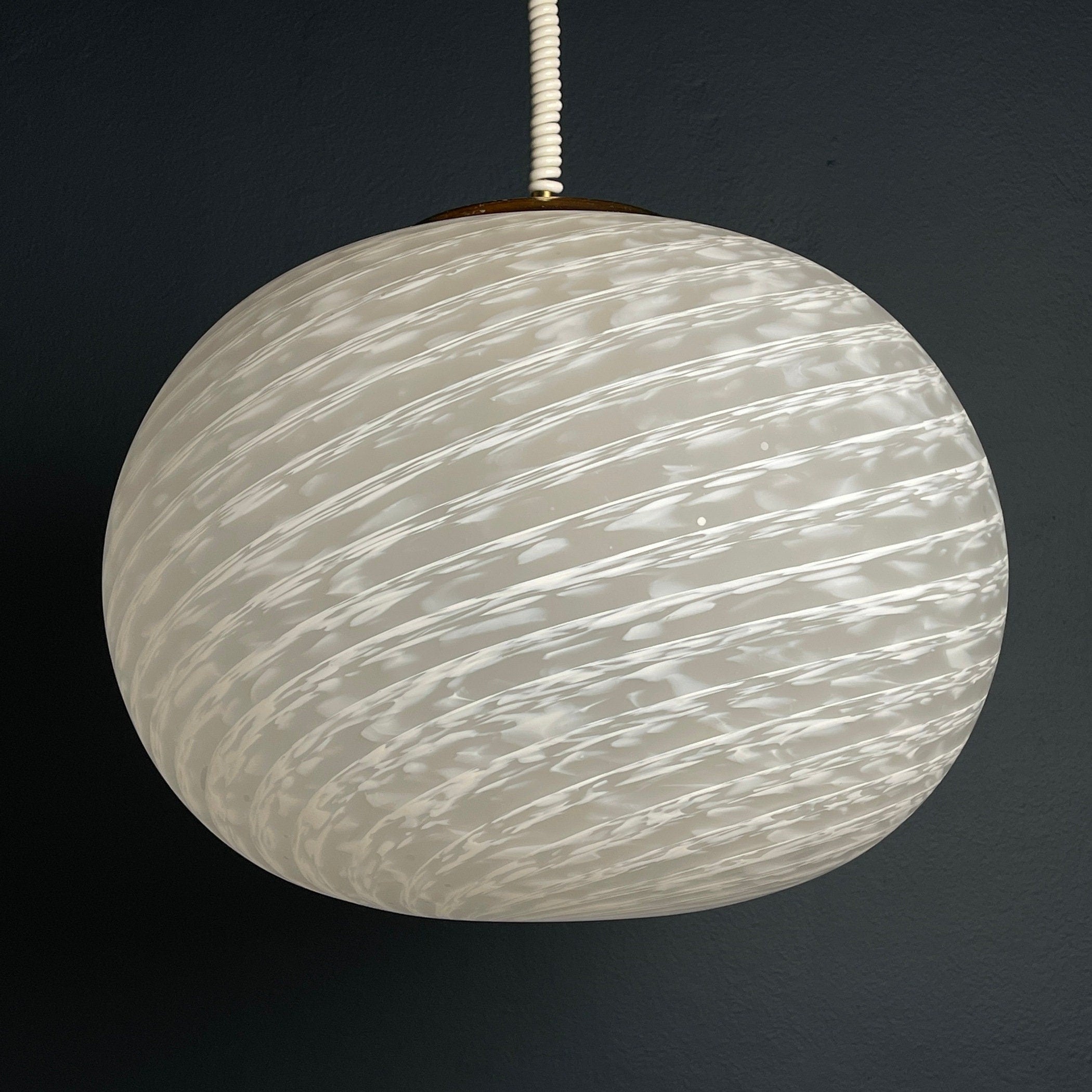 Large swirl murano glass pendant lamp Vetri Murano Italy 1970s