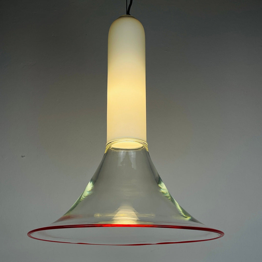 Murano Glass Pendant Lamp: Mid-Century Modern Italian Lighting by Leucos, 1970s