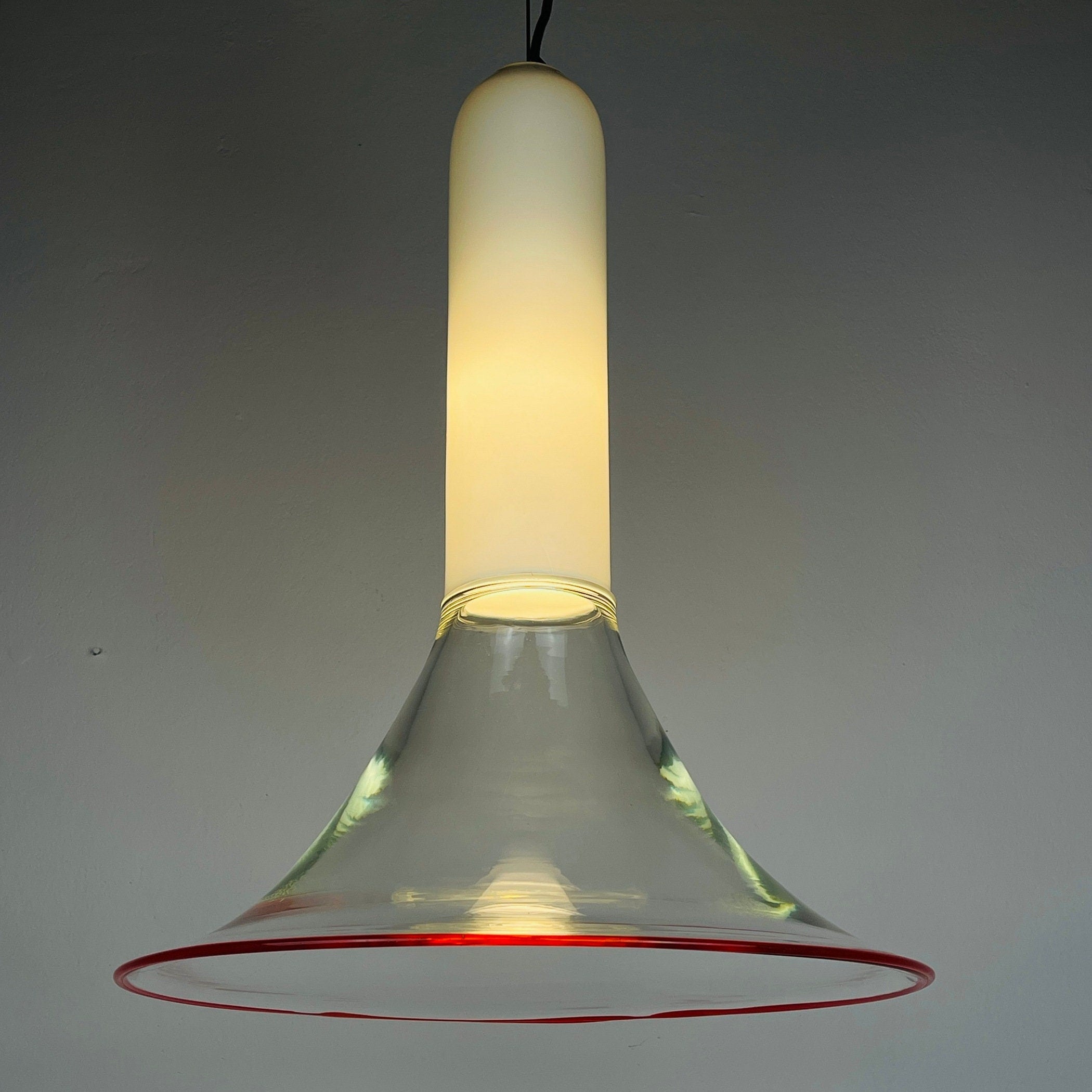 Murano Glass Pendant Lamp: Mid-Century Modern Italian Lighting by Leucos, 1970s