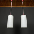 Mid-century opalin glass pendant lamp Italy 1960s Set of 2 Industrial italian lighting