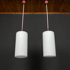 Mid-century opalin glass pendant lamp Italy 1960s Set of 2 Industrial italian lighting