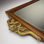 Vintage Large Wooden Wall Mirror, Italy 1950s