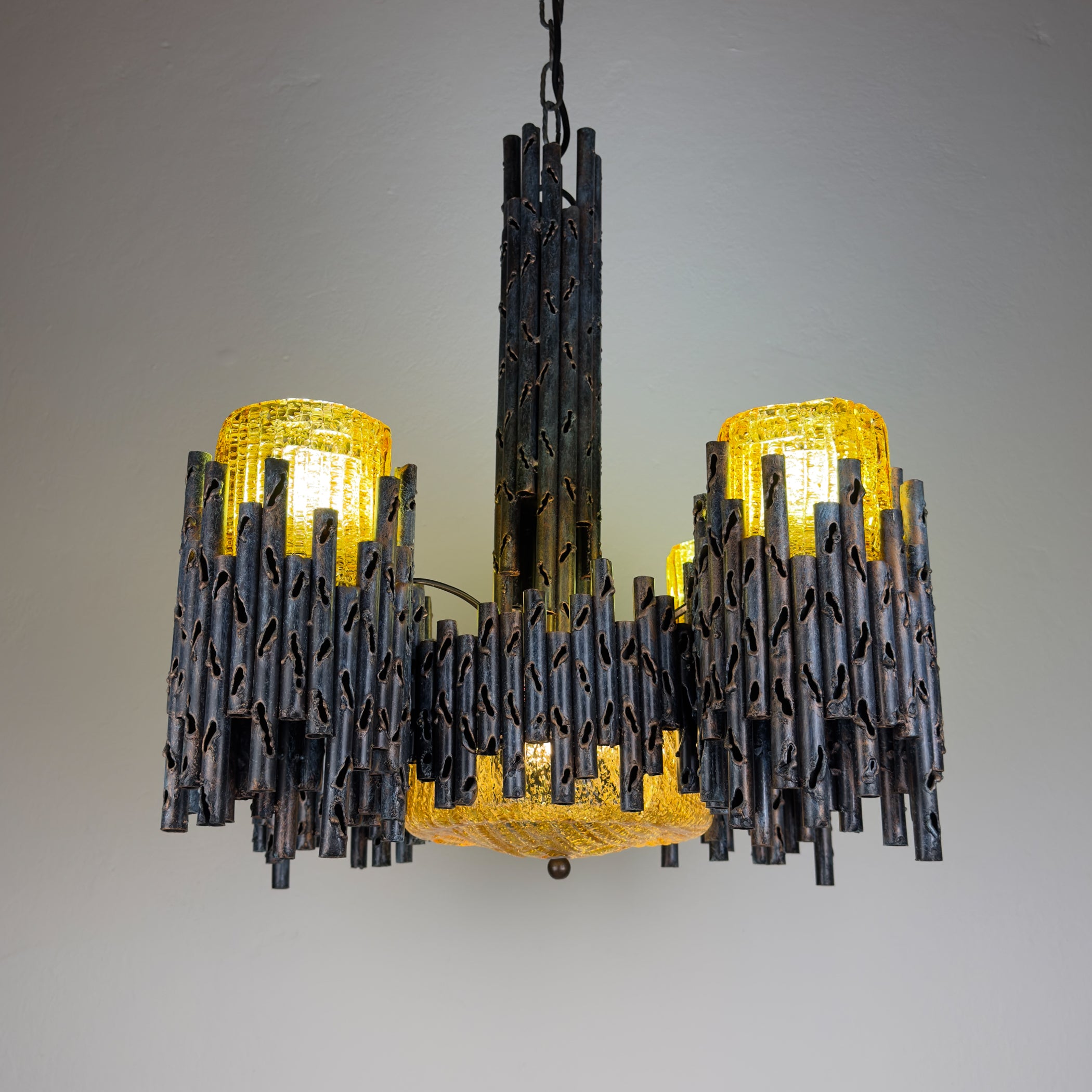 Brutalist chandelier by Marcello Fantoni, Fantoni Studio, Firenze, Italy 1960s