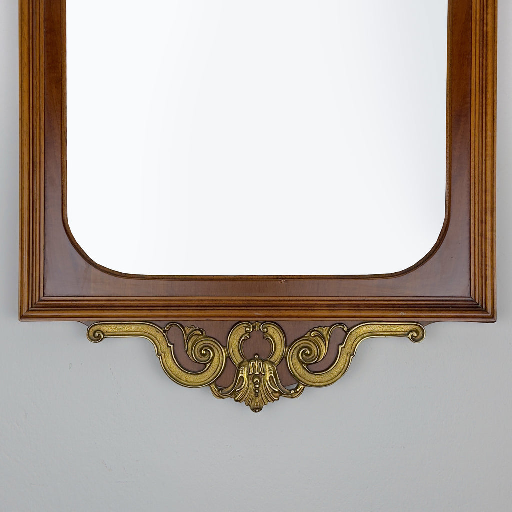 Vintage Large Wooden Wall Mirror, Italy 1950s