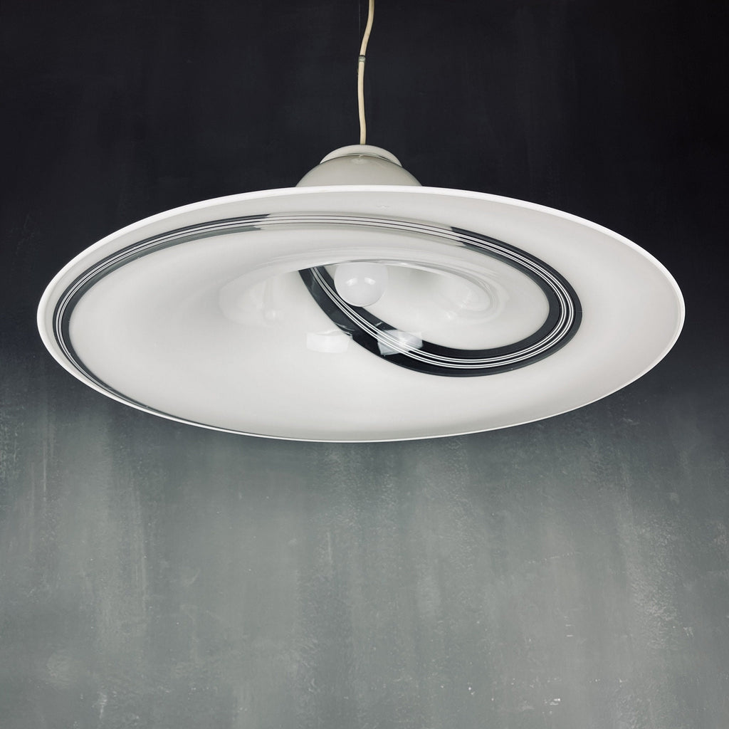 Vintage swirl murano glass pendant lamp Italy 1970s Mid-century light space age