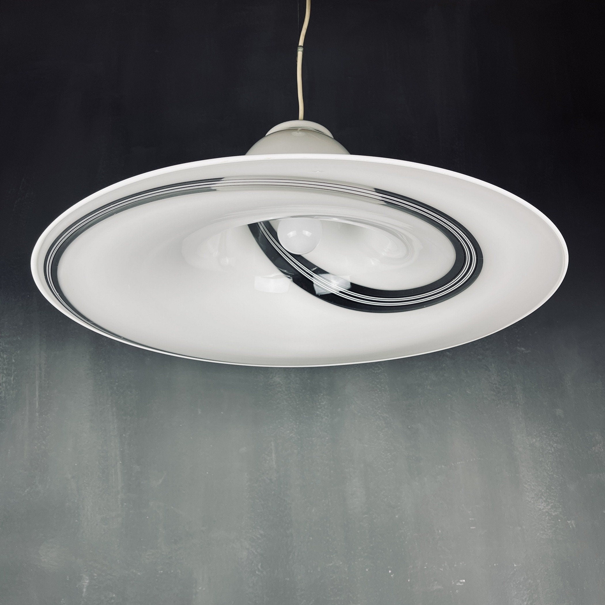 Vintage swirl murano glass pendant lamp Italy 1970s Mid-century light space age