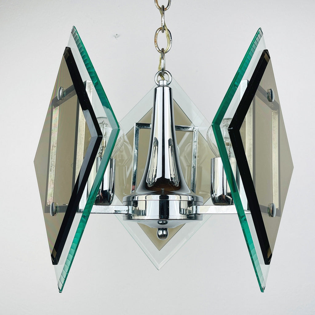Vintage art glass pendant lamp by Fontana Arte, Italy 1970s, Art deco, MCM mid-century