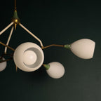 Mid-Century Stilnovo chandelier with Opaline Glass, Italy 1960s