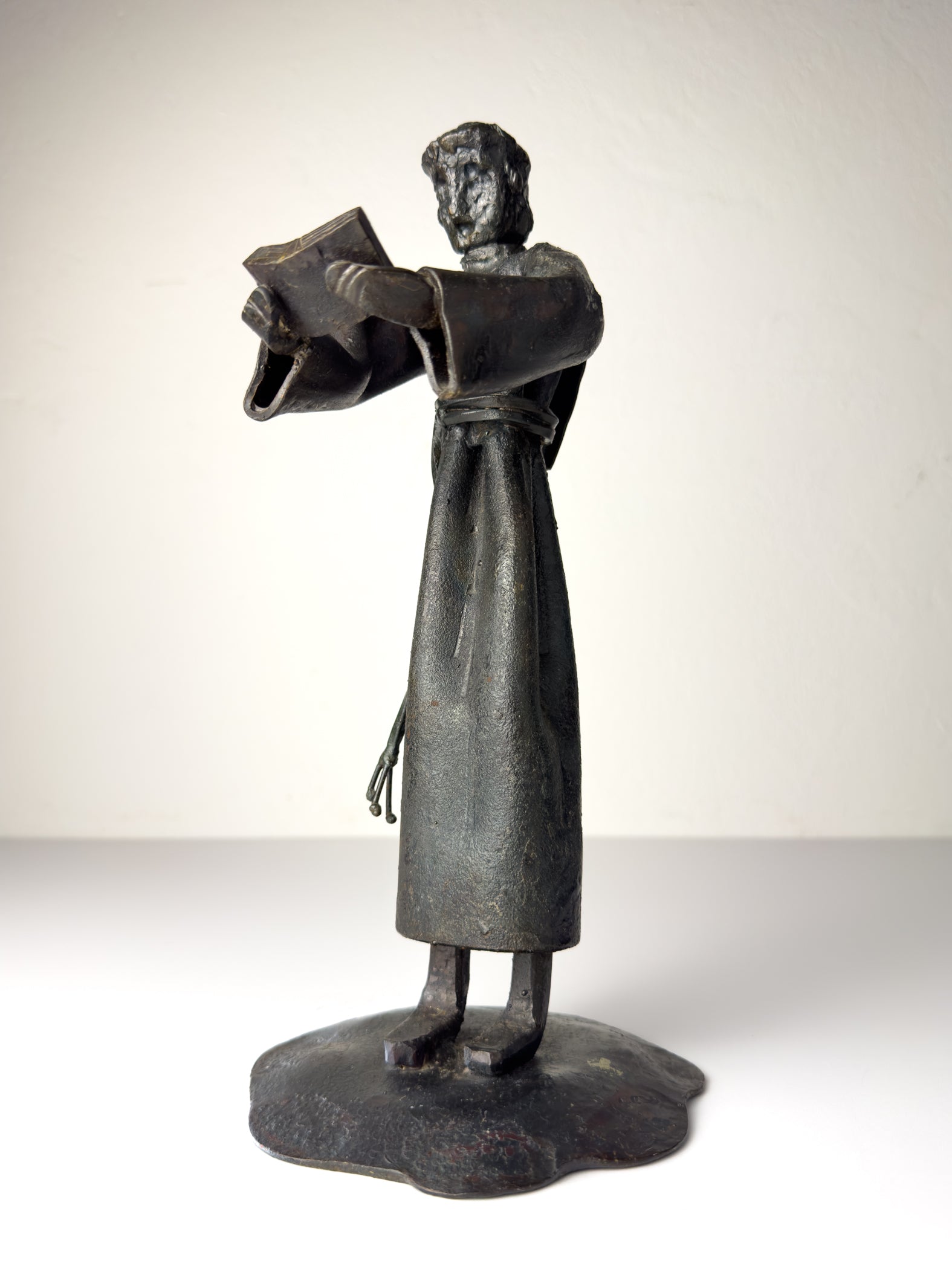Vintage Brutalist sculpture "Monk With The Book" by Salvino Marsura, Italy 1970s