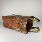 Vintage Copper Magazine Rack "Shopper Bag" with Brass Handles, Italy 1970s