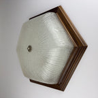 Vintage ice murano glass ceiling lamp Italy 1980s Flush Mount Light