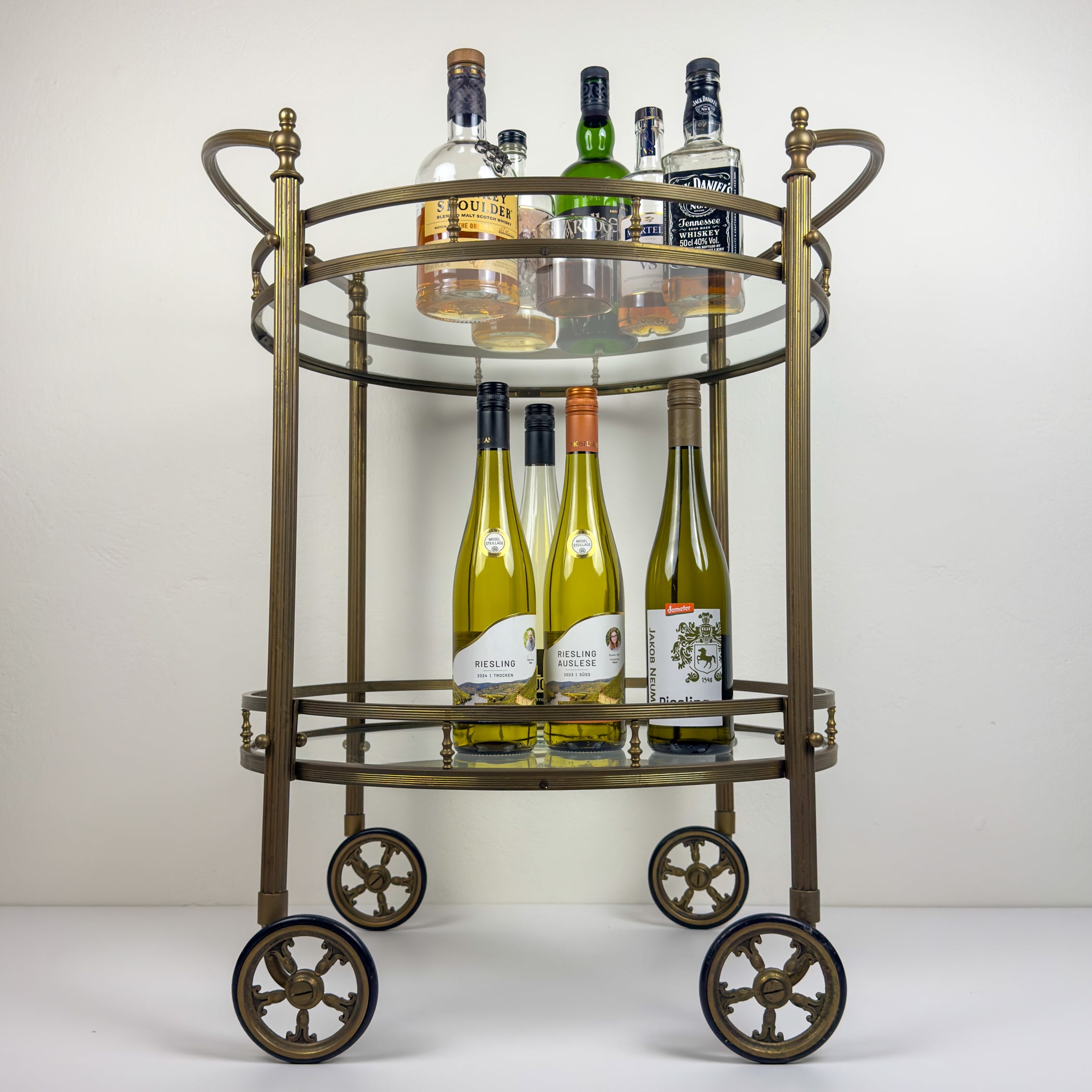 Vintage brass bar cart, France 1950s