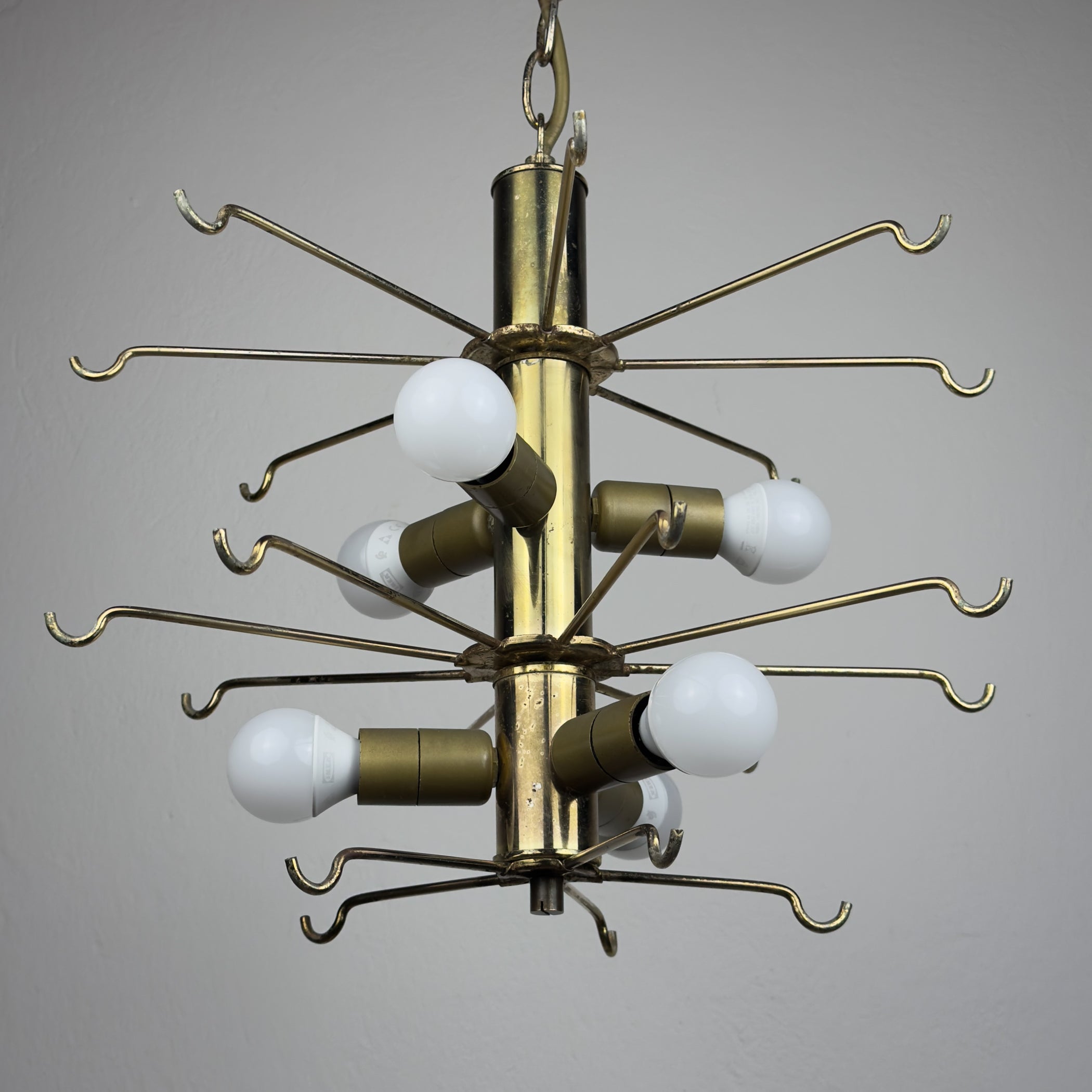 Vintage glass disc chandelier, Italy 1970s