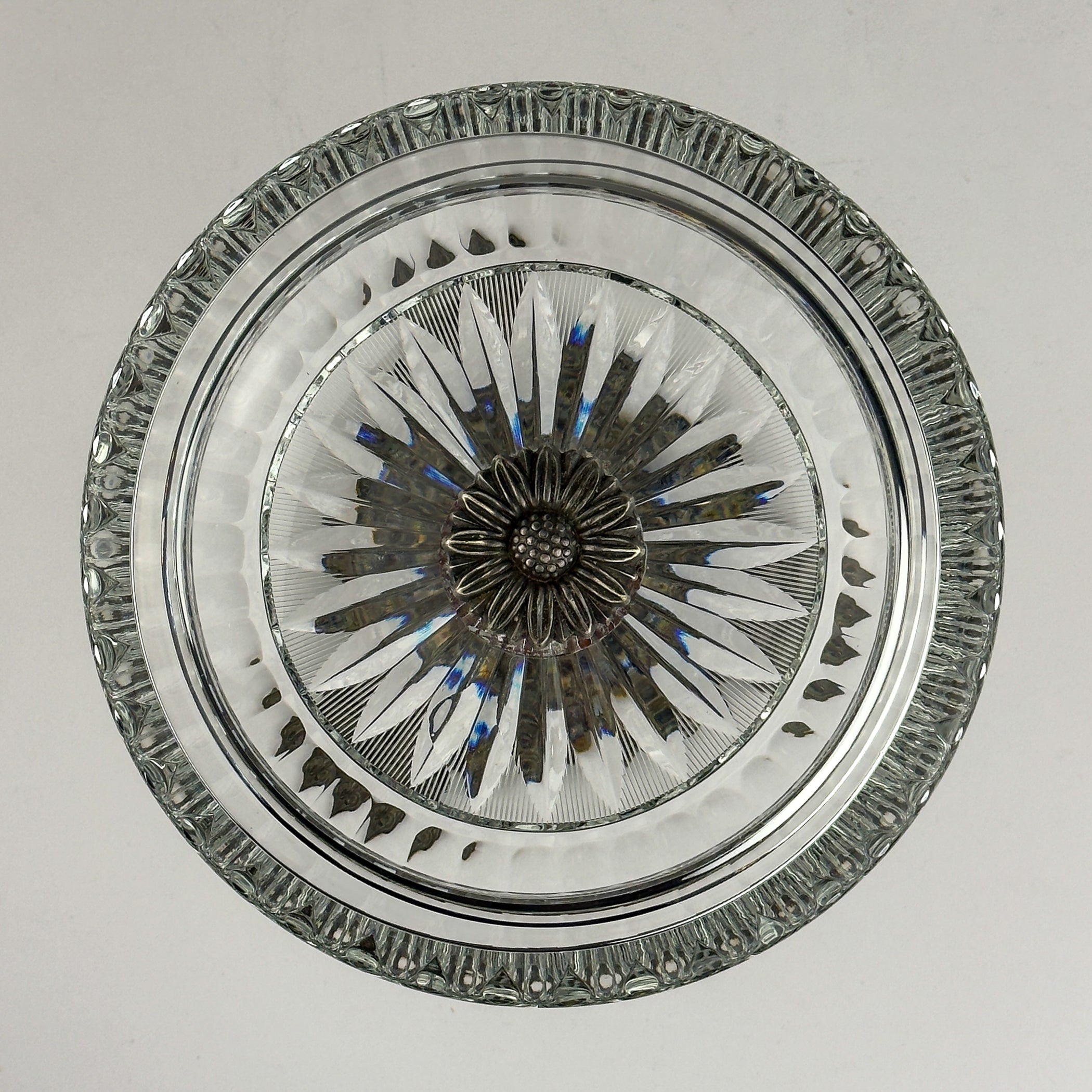 Antique glass bowl with bronze base, Italy 1920s