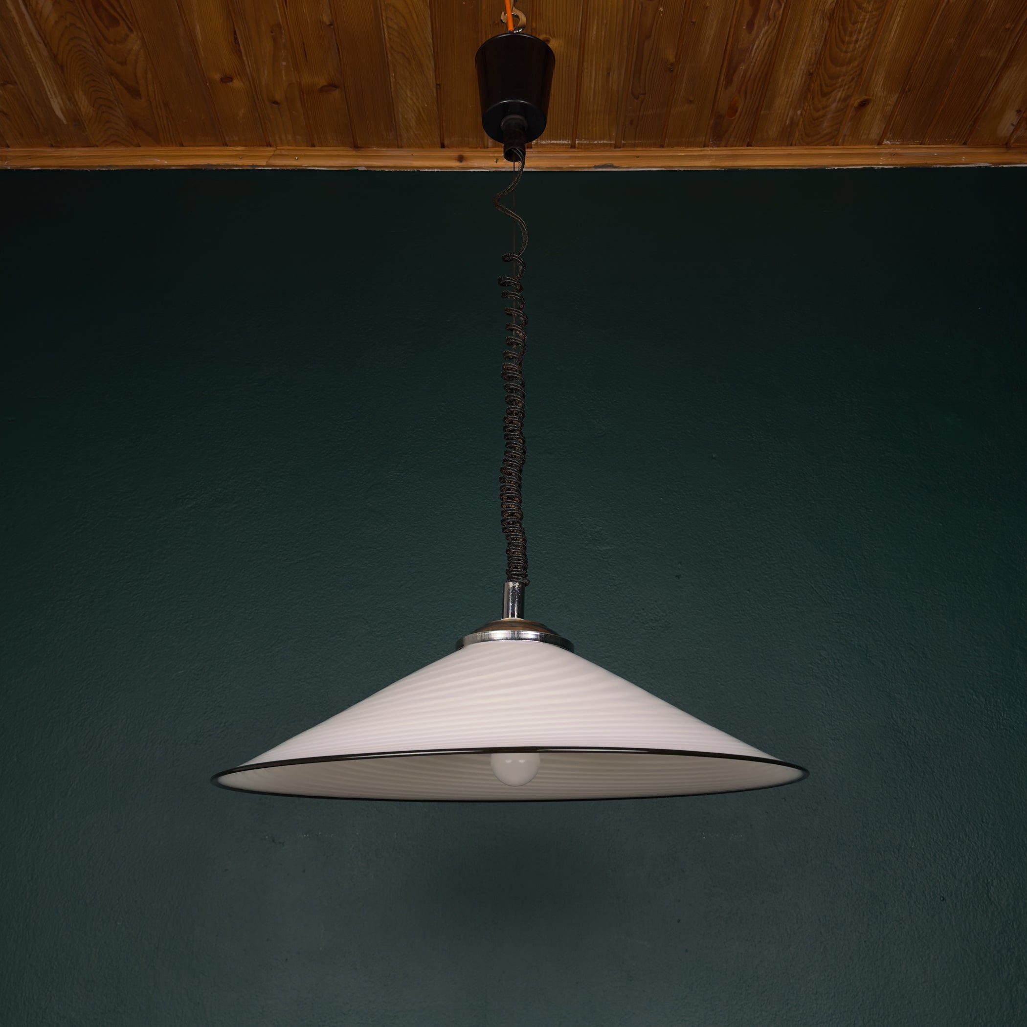 Vintage Swirl Murano Glass Pendant Lamp, Italy 1970s