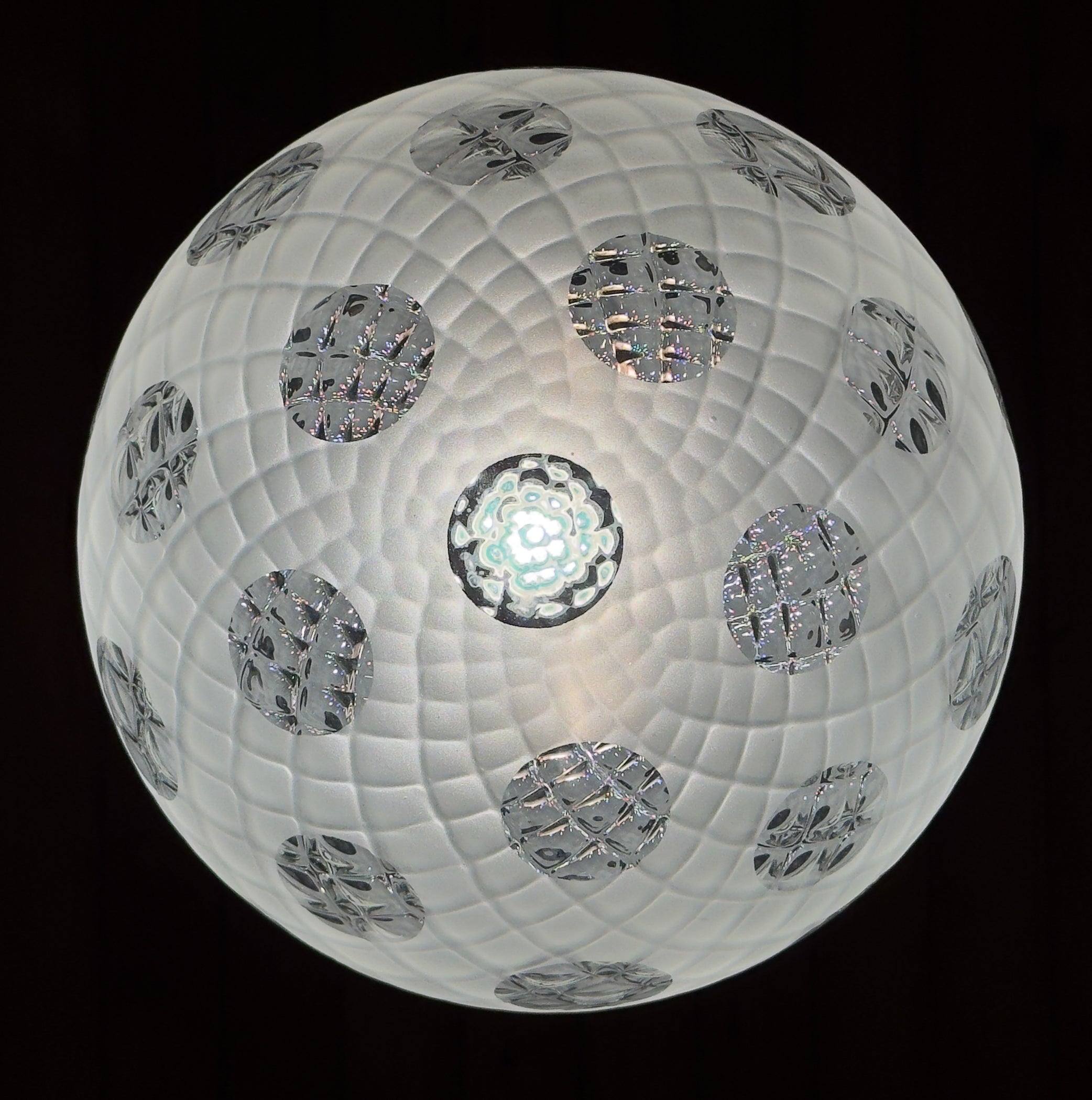Vintage murano sphere ball pendant lamp Italy 1950s, Mid-century italian lighting