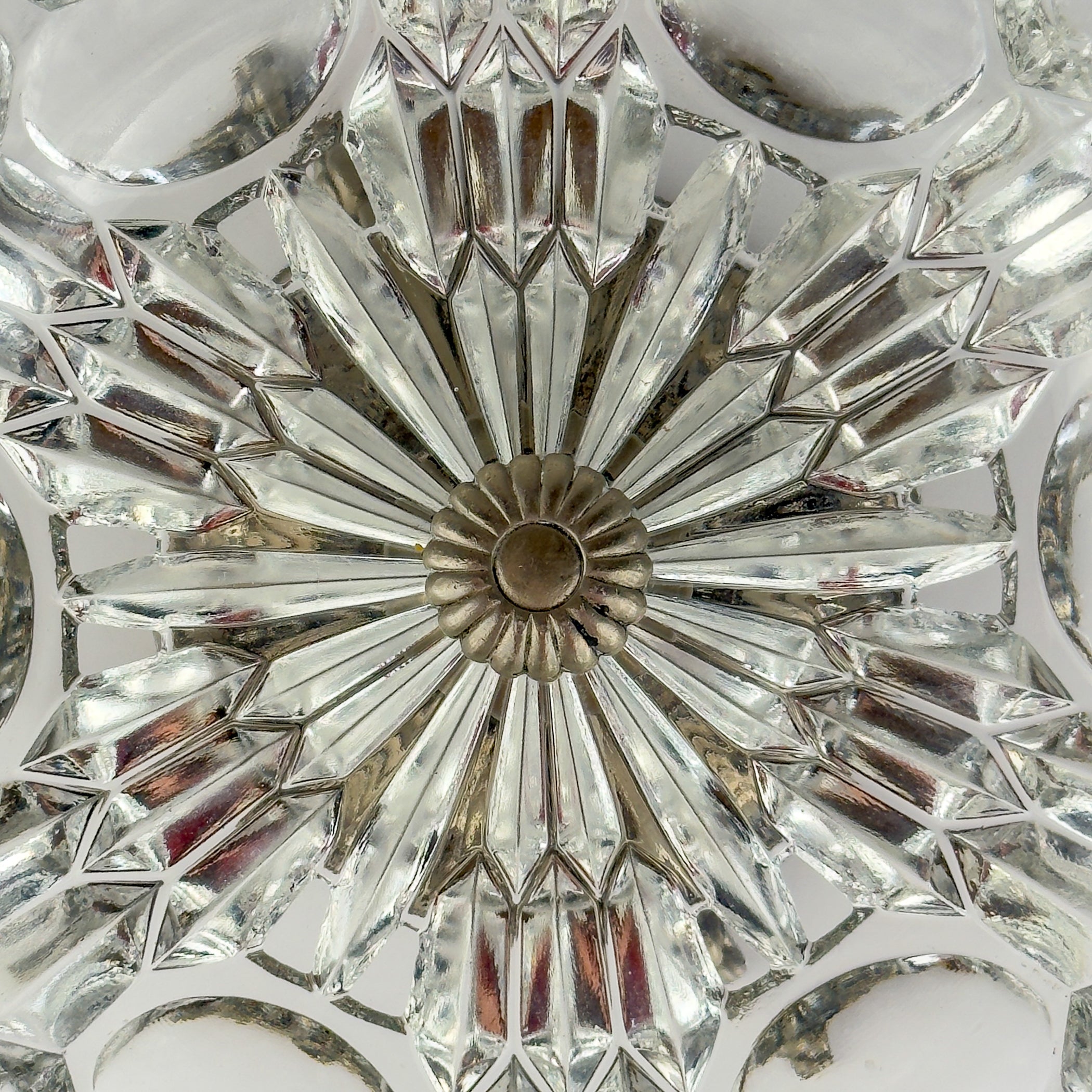 Vintage crystal glass bowl with metal base by Fadalti, Italy 1960s