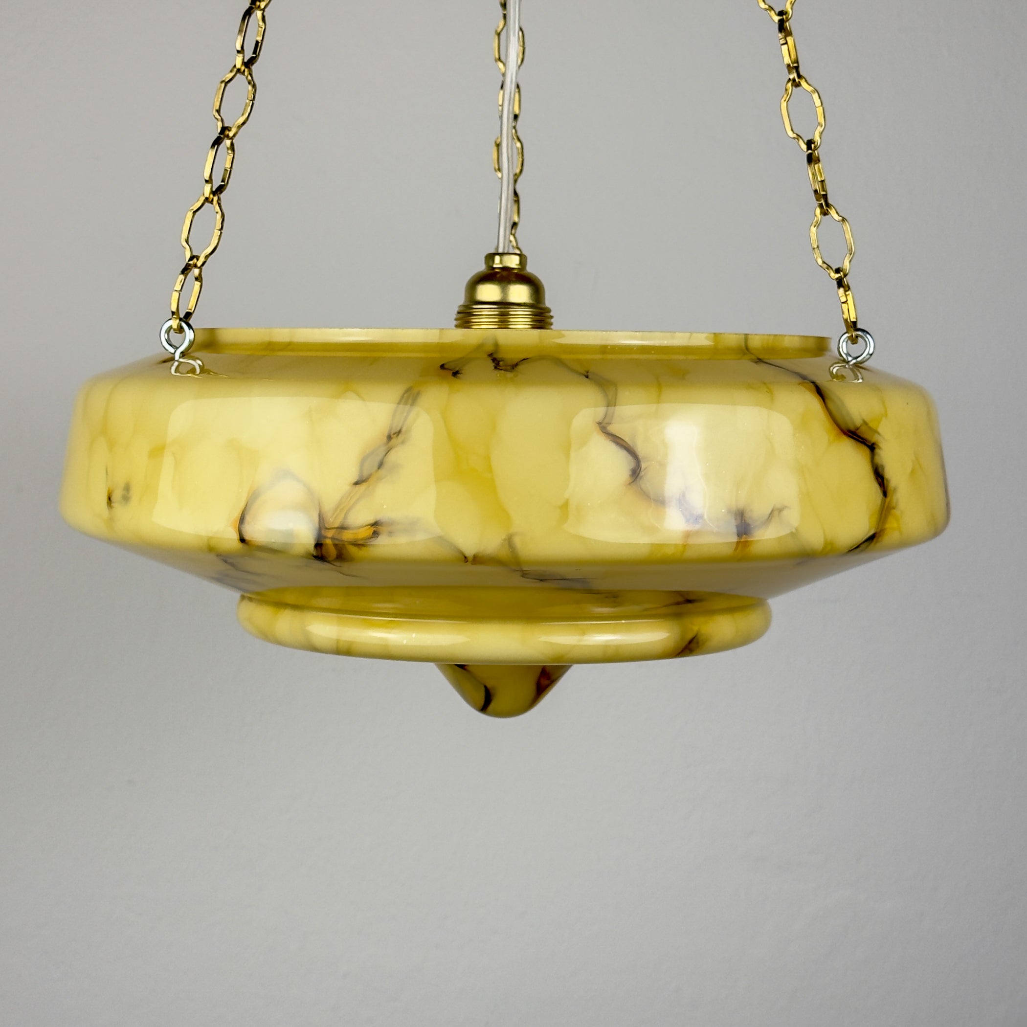 Art Deco yellow glass pendant lamp, Italy 1930s