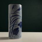 Vintage ceramic vase Quail and Millet, Japan 1970s