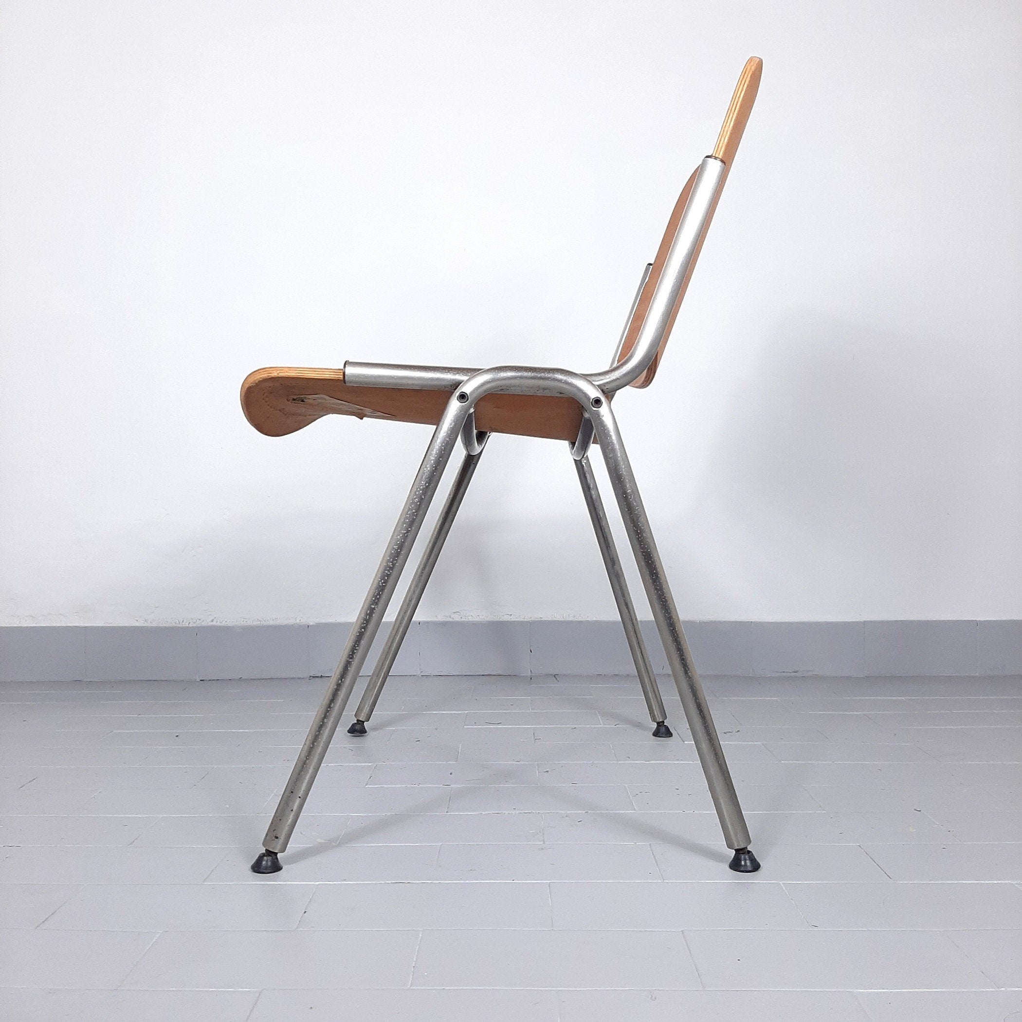 Retro desk chair from 80s Yugoslavia Stol Kamnik Plywood Metal Chrome Leg Retro office