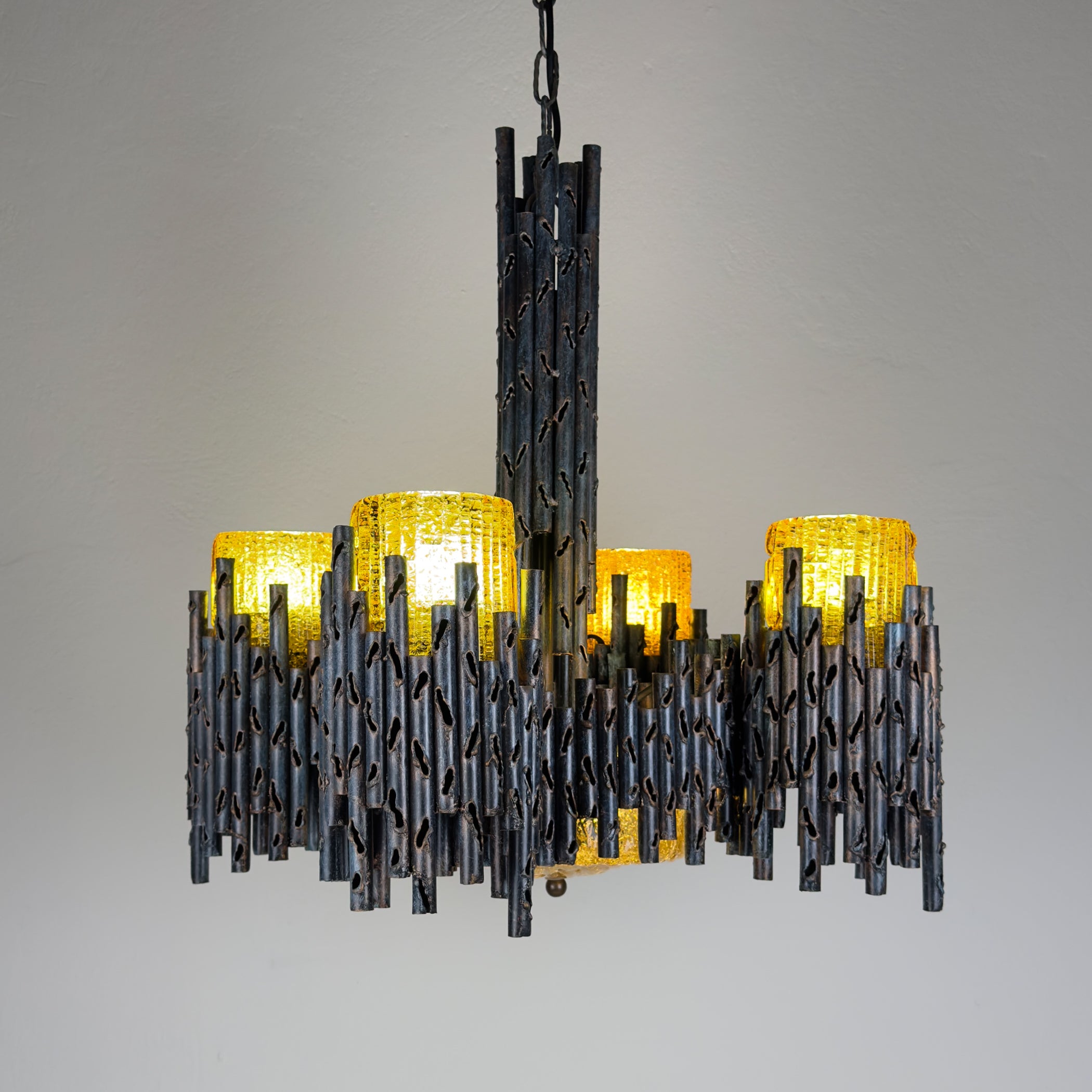 Brutalist chandelier by Marcello Fantoni, Fantoni Studio, Firenze, Italy 1960s