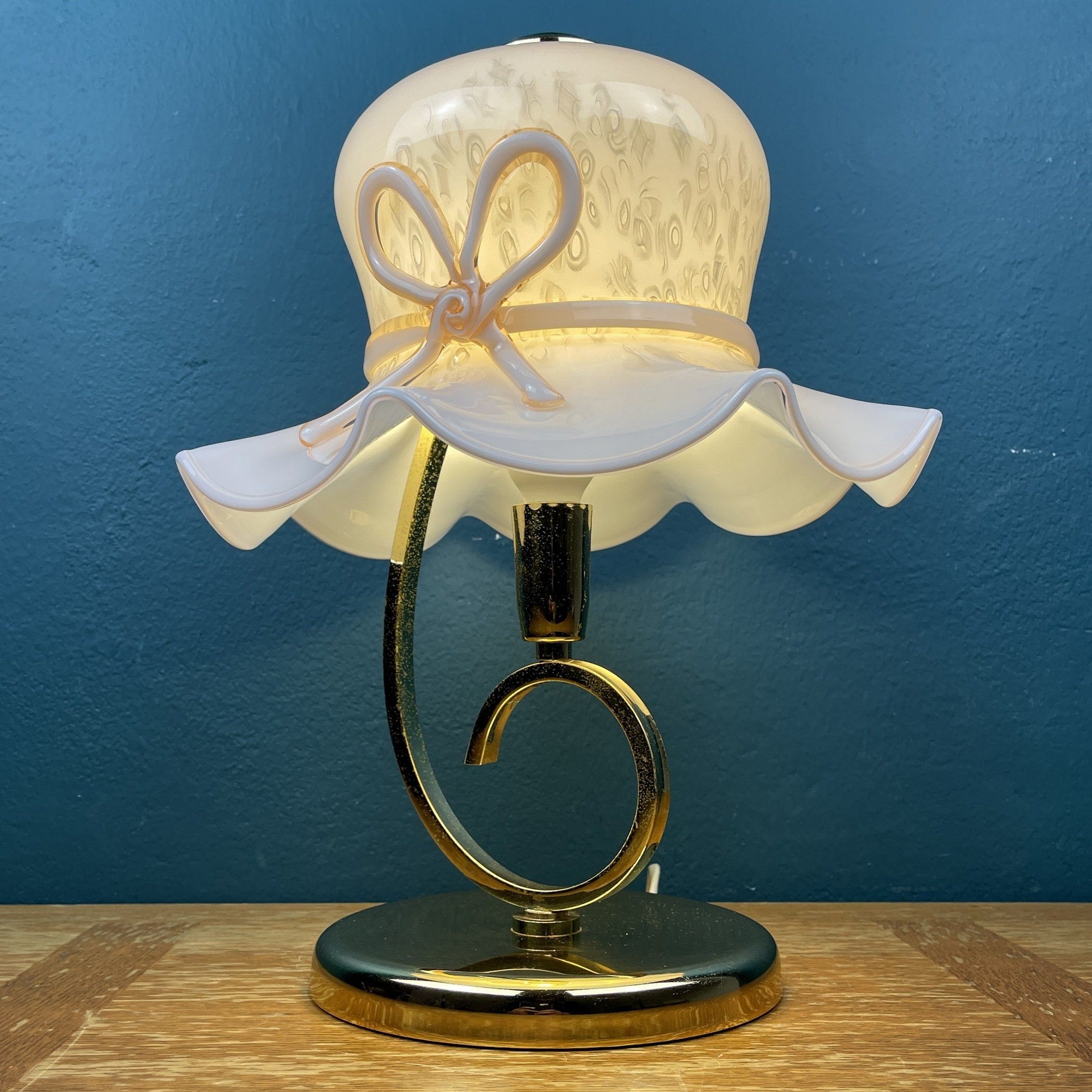 Pink Murano Glass Table Lamp: Italian Mid-Century Lighting
