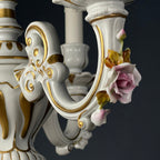 Vintage Capodimonte porcelain chandelier Italy 1940s  3 arm Baroque, Shabby chic design