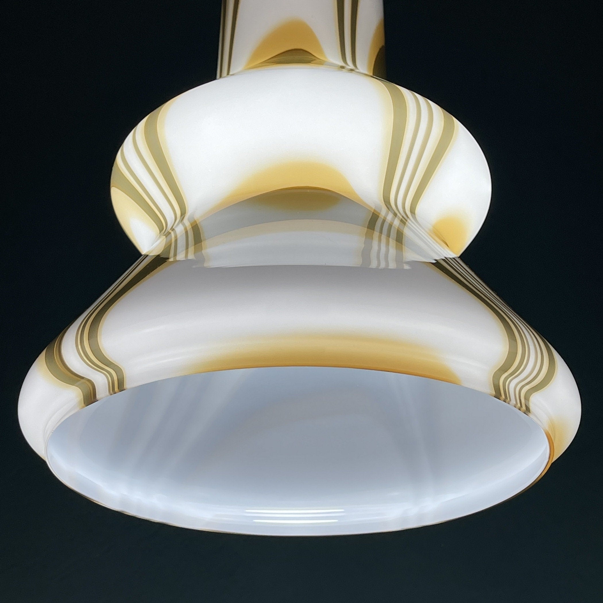 Mid-century brown opaline murano glass pendant lamp Italy 1950s