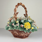 Vintage Capodimonte Ceramic Flower Basket, Italy 1960s