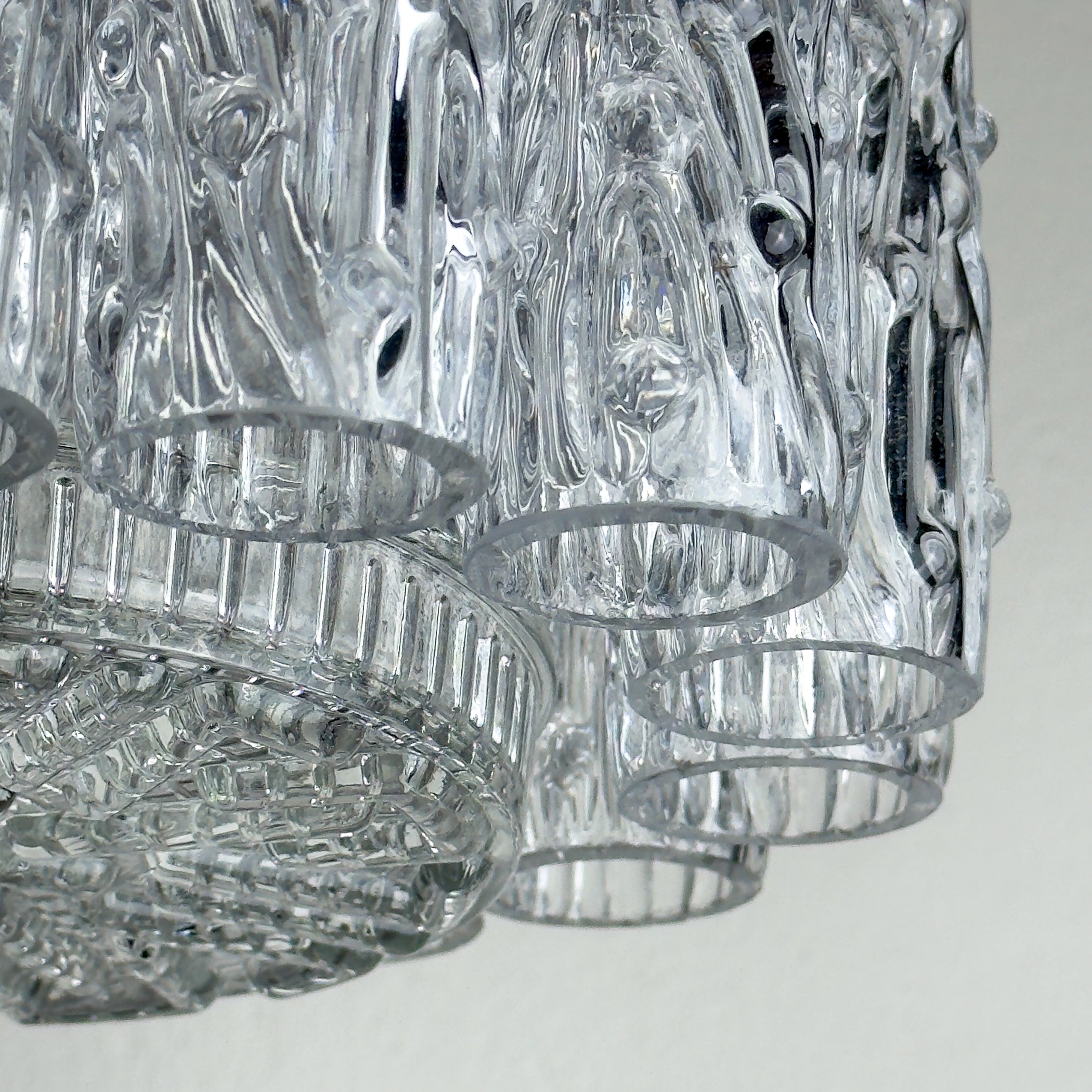 Vintage murano glass chandelier Tronchi by Toni Zuccheri for Venini, Italy 1960s