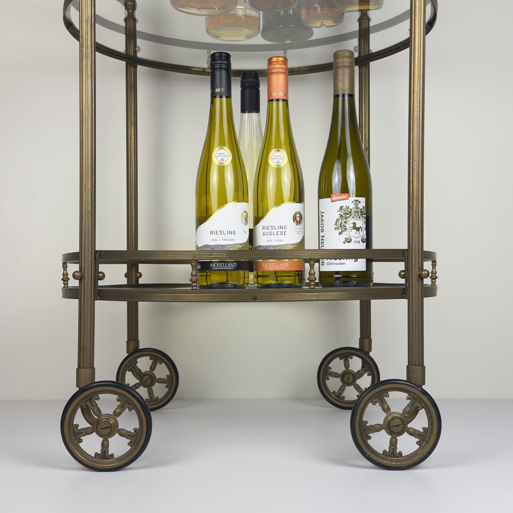 Vintage brass bar cart, France 1950s