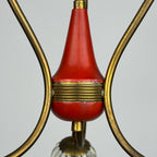 Vintage murano glass and brass chandelier, Italy 1950s