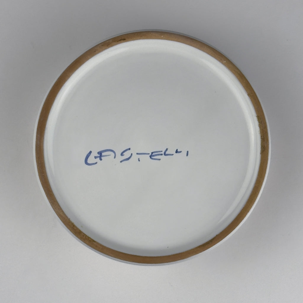 Vintage hand painted round trinket box by manufacture Di Stefano, Italy, late 20th Century