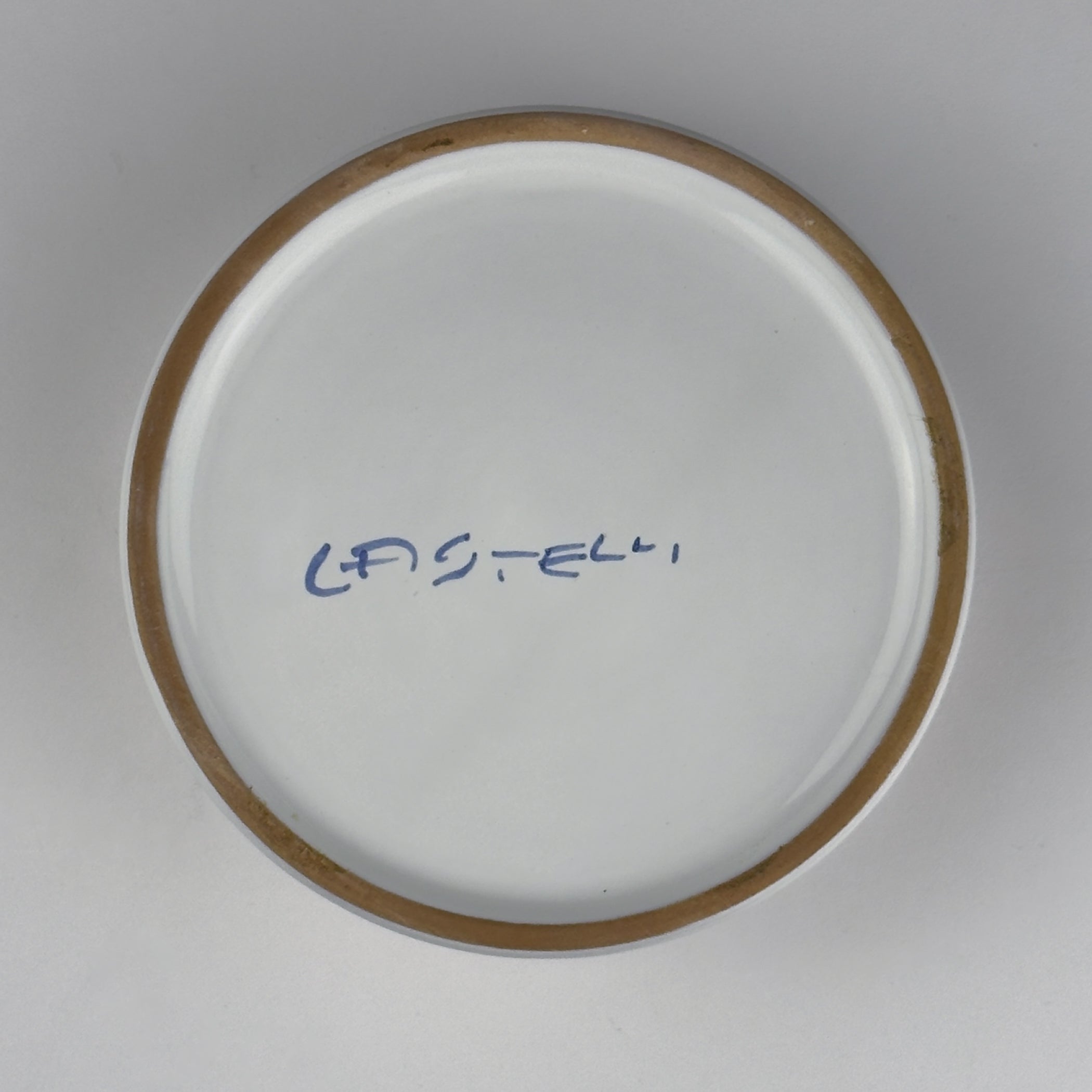 Vintage hand painted round trinket box by manufacture Di Stefano, Italy, late 20th Century