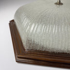 Vintage ice murano glass ceiling lamp Italy 1980s Flush Mount Light