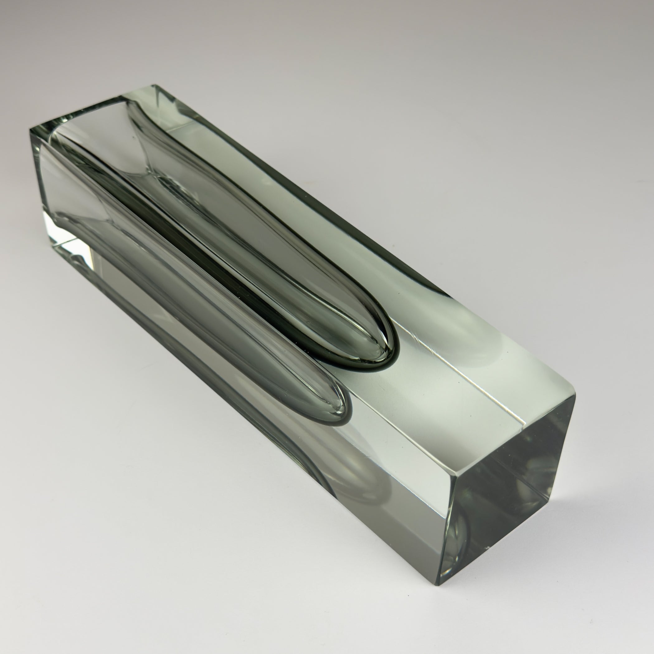 Sommerso gray Murano glass vase, style Flavio Poli, Italy 1970s