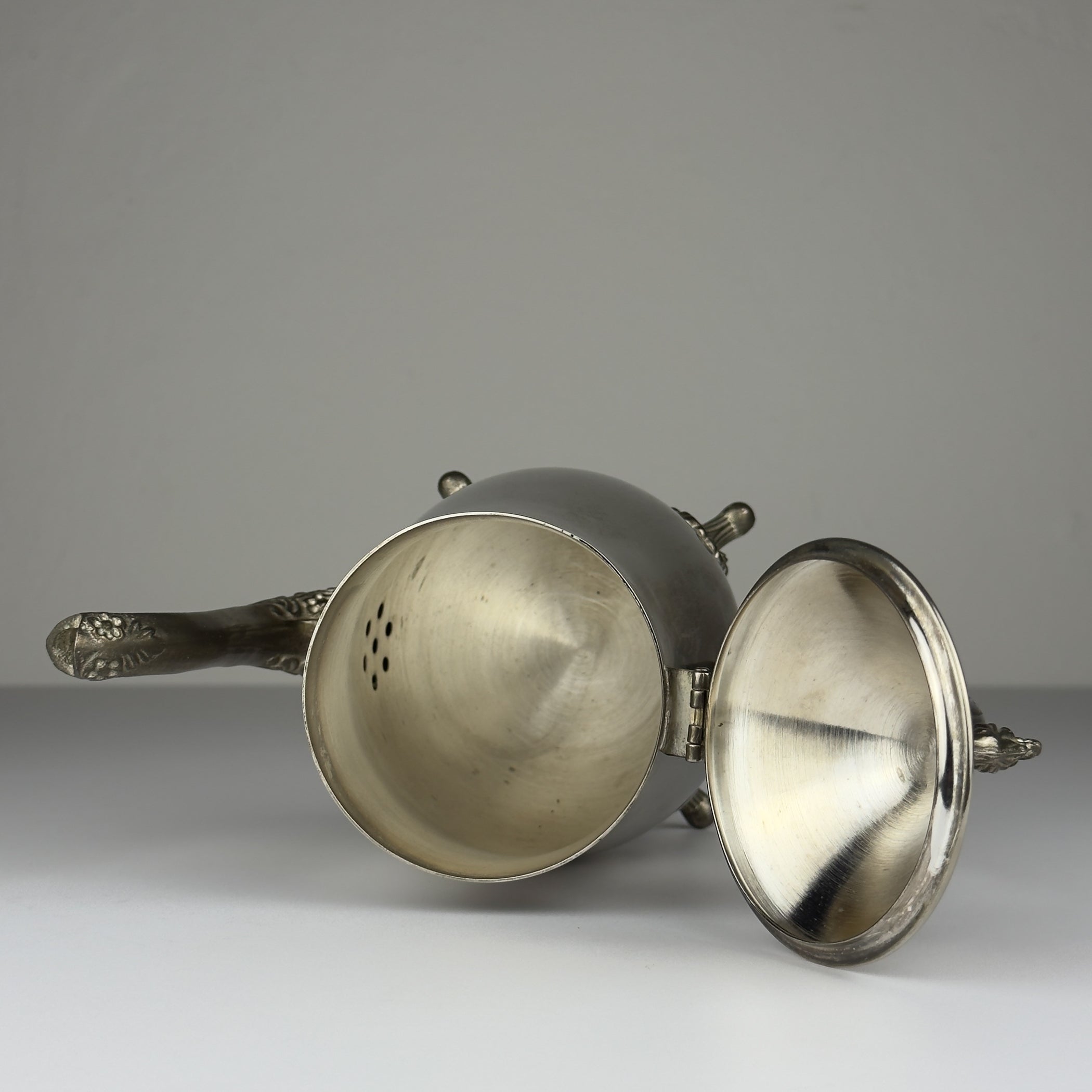 Vintage Metal Coffee or Tea Set of 3, Italy 1980s