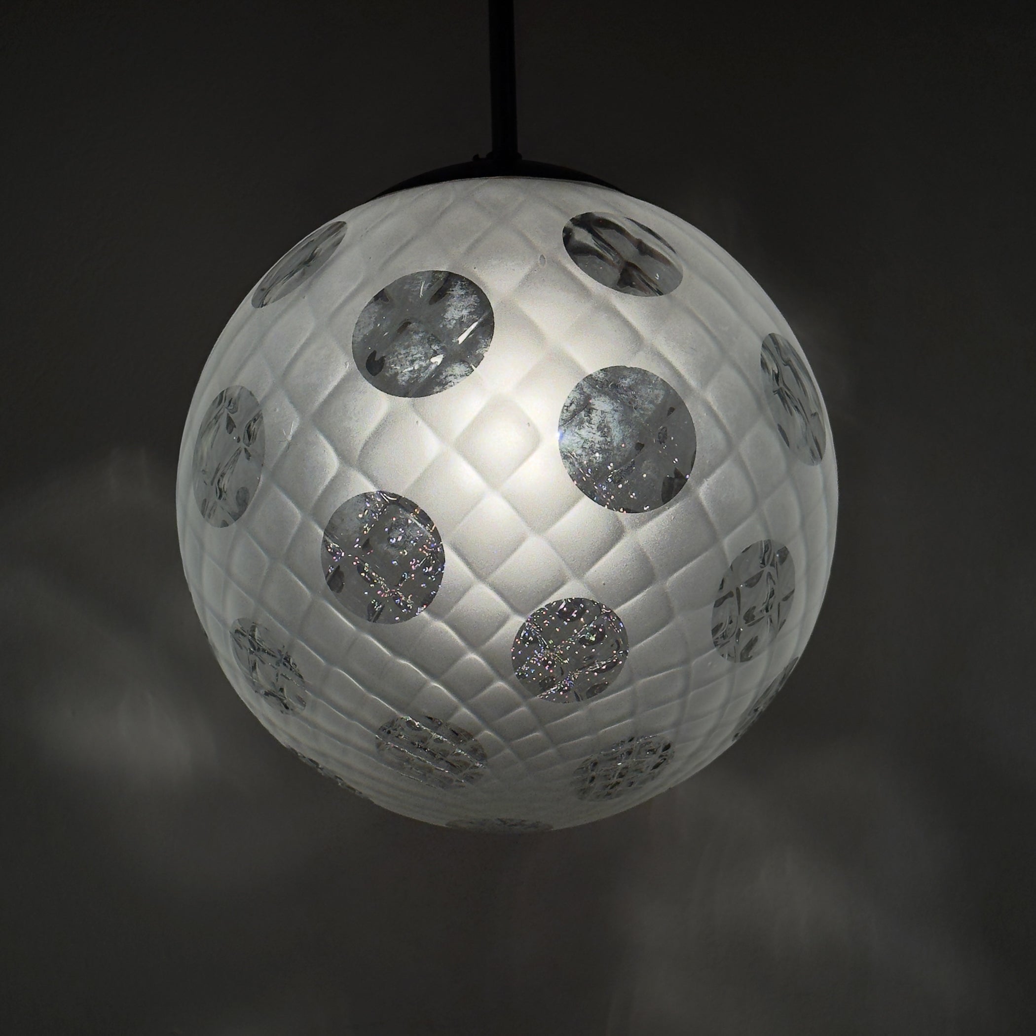 Vintage murano sphere ball pendant lamp Italy 1950s, Mid-century italian lighting