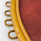 Vintage Oval Bamboo Mirror, attributed Franco Albini, Italy 1960s