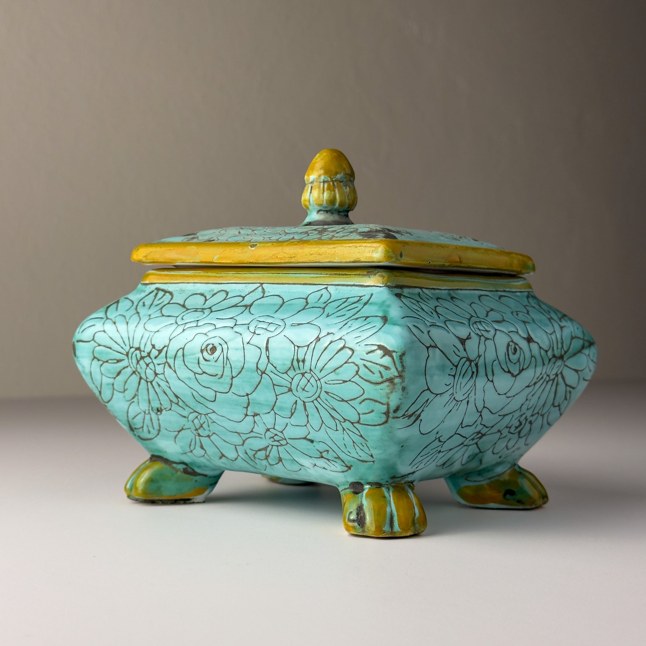 Vintage ceramic jewelry box by Maioliche d'arte Cordivani, Ascoli Piceno, Italy 1970s